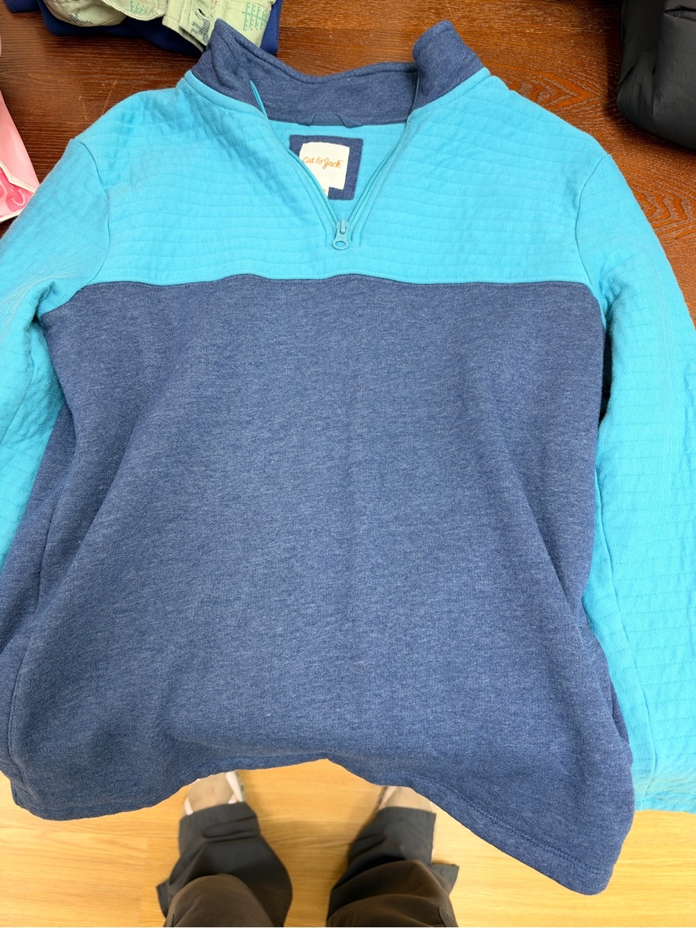 Cat & Jack Blue Two-Tone Quarter-Zip boys Sweater
